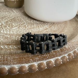 Mens Black Stainless Steel Bike Chain Braclet